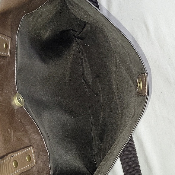 Fossil Brown Leather Laptop Messenger Crossbody Shoulder Bag - Picture 11 of 15
